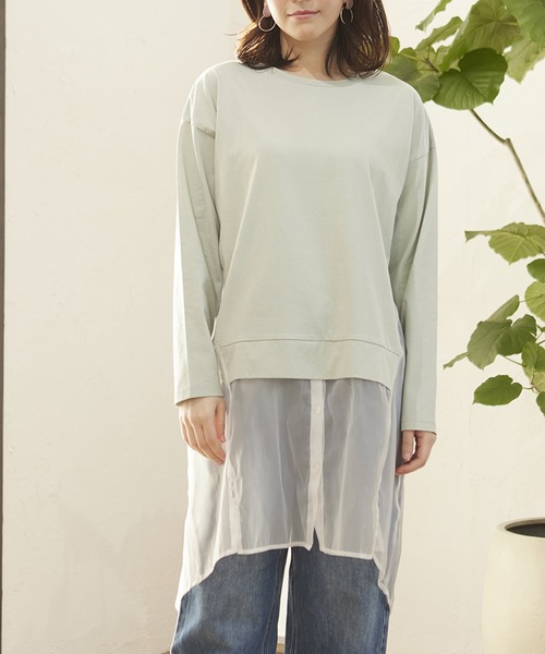 MATCH&more(マッチアンドモア)の「シアーシャツレイヤード風チュニック(シャツ/ブラウス・レディース・ライトブルー/ブラック/オフホワイト・FREE)」の21枚目の写真