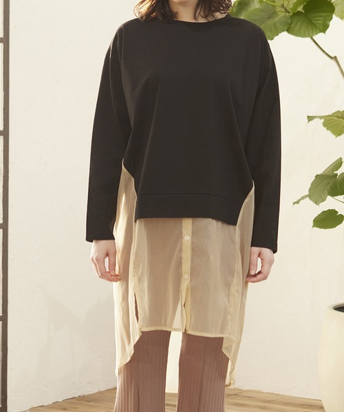 MATCH&more(マッチアンドモア)の「シアーシャツレイヤード風チュニック(シャツ/ブラウス・レディース・ライトブルー/ブラック/オフホワイト・FREE)」の17枚目の写真