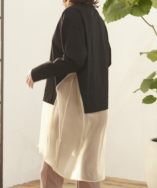 MATCH&more(マッチアンドモア)の「シアーシャツレイヤード風チュニック(シャツ/ブラウス・レディース・ライトブルー/ブラック/オフホワイト・FREE)」の14枚目の写真