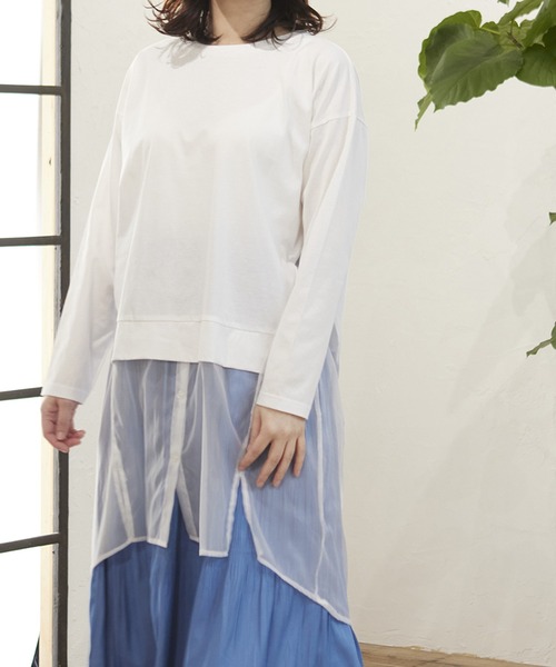 MATCH&more(マッチアンドモア)の「シアーシャツレイヤード風チュニック(シャツ/ブラウス・レディース・ライトブルー/ブラック/オフホワイト・FREE)」の22枚目の写真