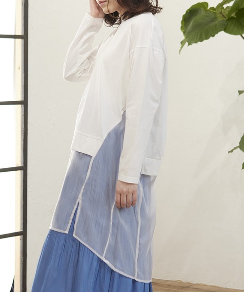 MATCH&more(マッチアンドモア)の「シアーシャツレイヤード風チュニック(シャツ/ブラウス・レディース・ライトブルー/ブラック/オフホワイト・FREE)」の11枚目の写真