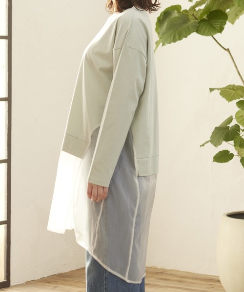 MATCH&more(マッチアンドモア)の「シアーシャツレイヤード風チュニック(シャツ/ブラウス・レディース・ライトブルー/ブラック/オフホワイト・FREE)」の8枚目の写真