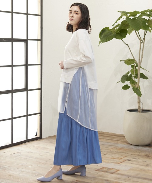 MATCH&more(マッチアンドモア)の「シアーシャツレイヤード風チュニック(シャツ/ブラウス・レディース・ライトブルー/ブラック/オフホワイト・FREE)」の20枚目の写真