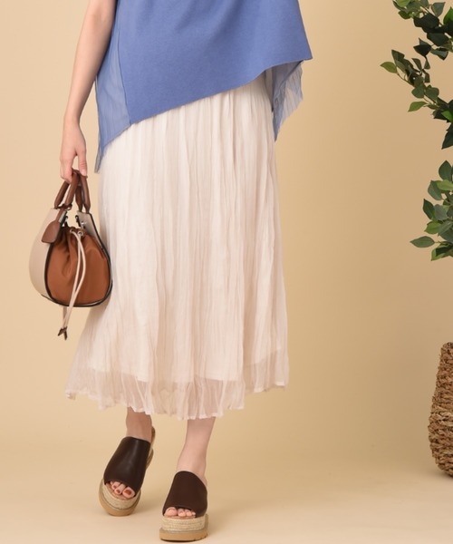 INTERPLANET(インタープラネット)の「グロスクレープ特殊プリーツスカート(スカート・レディース・ブラウン/オフホワイト/ピンク・FREE)」の2枚目の写真