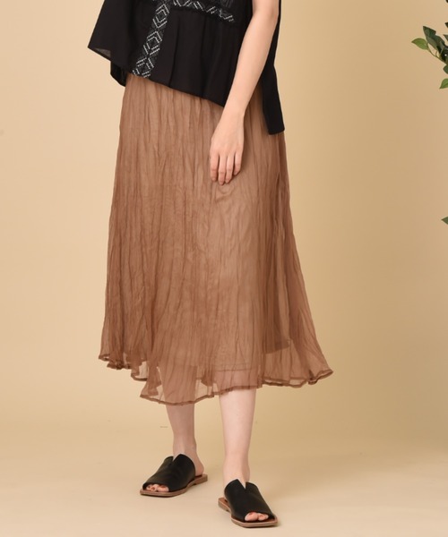 INTERPLANET(インタープラネット)の「グロスクレープ特殊プリーツスカート(スカート・レディース・ブラウン/オフホワイト/ピンク・FREE)」の7枚目の写真