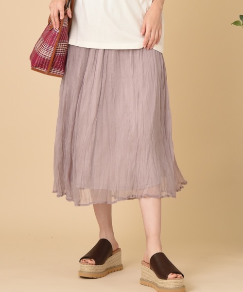 INTERPLANET(インタープラネット)の「グロスクレープ特殊プリーツスカート(スカート・レディース・ブラウン/オフホワイト/ピンク・FREE)」の13枚目の写真