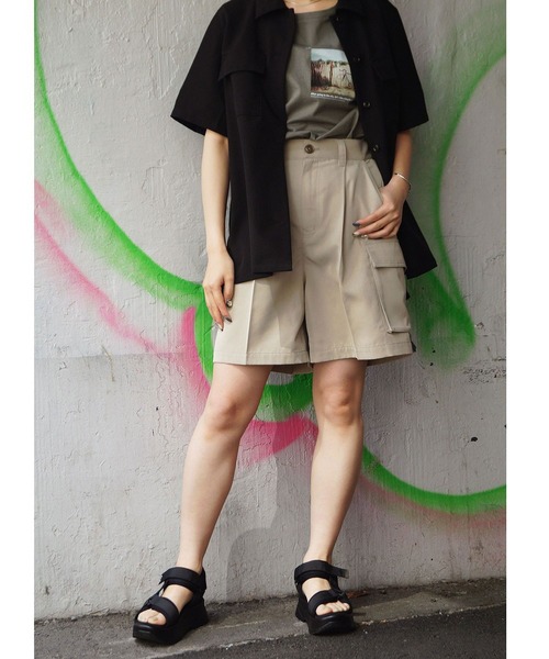 179/WG（イチナナキュウダブルジー）の「カーゴハーフパンツ（カーゴパンツ・レディース・ブラック/ベージュ/チャコールグレー・MEDIUM）」の3枚目の写真