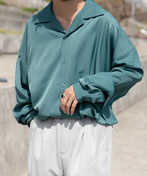 kutir(クティール)の「トロミルーズオープンカラーシャツ(シャツ/ブラウス・メンズ・ホワイト/レッド/グリーン・LARGE/MEDIUM)」の3枚目の写真