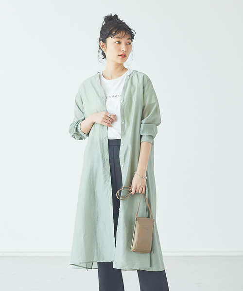 abahouse mavie（アバハウスマヴィ）の「ライトクロスシャツワンピース（ワンピース・レディース・ブラック/ライトブルー/カーキ・フリー）」の3枚目の写真