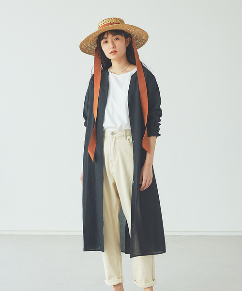 abahouse mavie（アバハウスマヴィ）の「ライトクロスシャツワンピース（ワンピース・レディース・ブラック/ライトブルー/カーキ・フリー）」の4枚目の写真