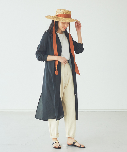 abahouse mavie（アバハウスマヴィ）の「ライトクロスシャツワンピース（ワンピース・レディース・ブラック/ライトブルー/カーキ・フリー）」の6枚目の写真