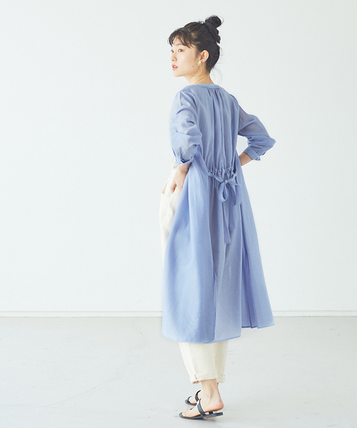 abahouse mavie（アバハウスマヴィ）の「ライトクロスシャツワンピース（ワンピース・レディース・ブラック/ライトブルー/カーキ・フリー）」の9枚目の写真