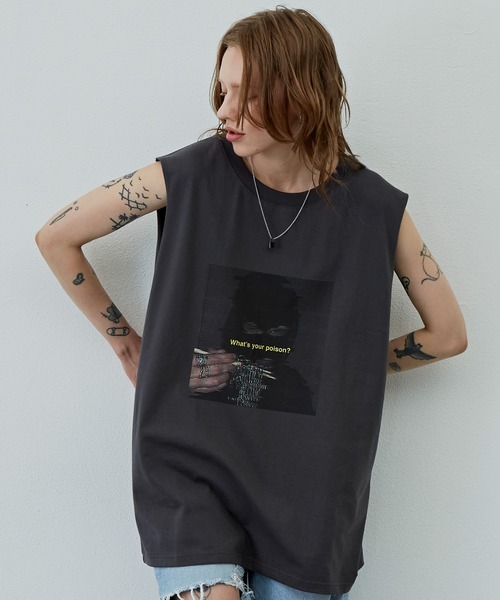 AIVER（アイバー）の「AIVER　マスクフォトシルケットN/S TEE（Tシャツ/カットソー・メンズ・チャコールグレー/ブラック/グリーン・MEDIUM/LARGE）」の2枚目の写真