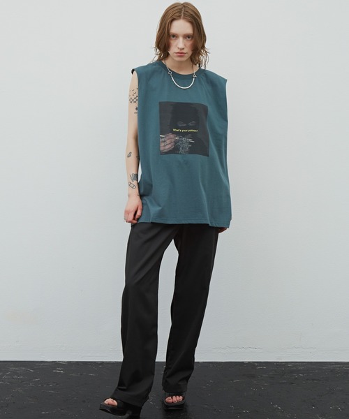 AIVER（アイバー）の「AIVER　マスクフォトシルケットN/S TEE（Tシャツ/カットソー・メンズ・チャコールグレー/ブラック/グリーン・MEDIUM/LARGE）」の9枚目の写真