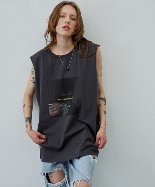 AIVER（アイバー）の「AIVER　マスクフォトシルケットN/S TEE（Tシャツ/カットソー・メンズ・チャコールグレー/ブラック/グリーン・MEDIUM/LARGE）」の8枚目の写真