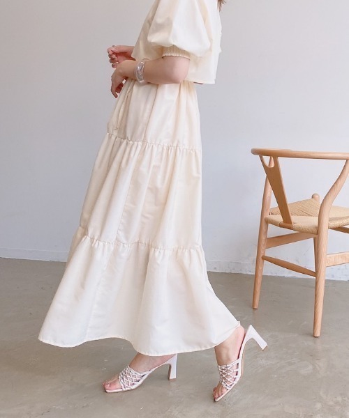 VANNIE U（ヴァニーユー）の「ハーフスリーブマルチWAYティアードワンピース｜ブラウス・キャミワンピース・ウエストリボン３点セット（ワンピース・レディース・ライトブルー/ベージュ/アイボリー・FREE）」の10枚目の写真