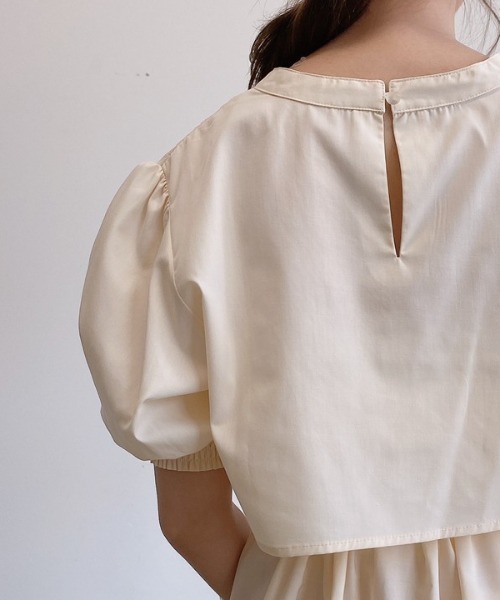 VANNIE U（ヴァニーユー）の「ハーフスリーブマルチWAYティアードワンピース｜ブラウス・キャミワンピース・ウエストリボン３点セット（ワンピース・レディース・ライトブルー/ベージュ/アイボリー・FREE）」の13枚目の写真