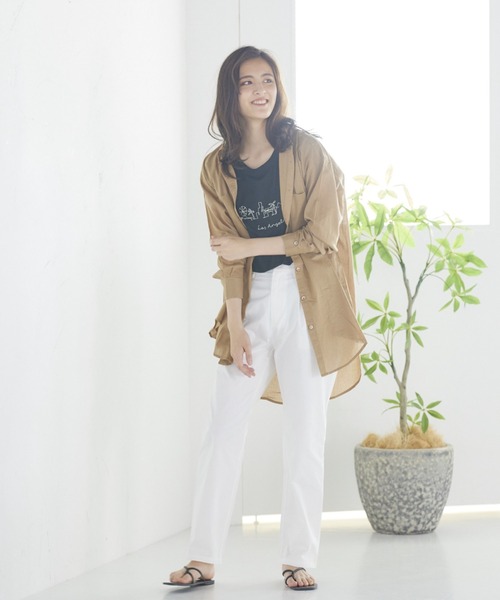 LIPSTAR（リップスター）の「キャンブリックボイルビッグシャツ（シャツ/ブラウス・レディース・カーキ/キャメル/オフホワイト・M）」の8枚目の写真