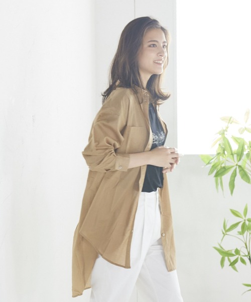 LIPSTAR（リップスター）の「キャンブリックボイルビッグシャツ（シャツ/ブラウス・レディース・カーキ/キャメル/オフホワイト・M）」の9枚目の写真