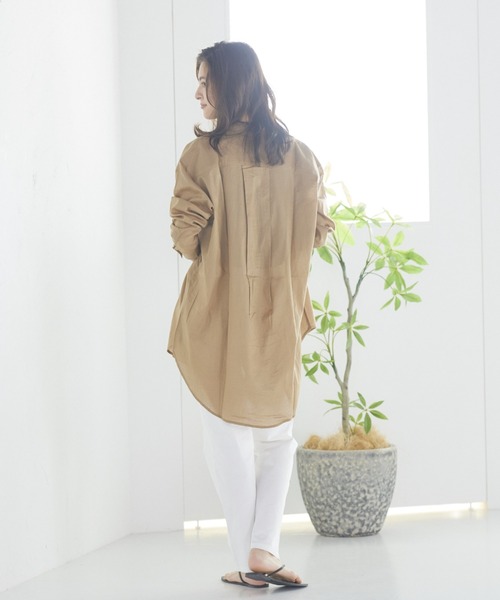 LIPSTAR（リップスター）の「キャンブリックボイルビッグシャツ（シャツ/ブラウス・レディース・カーキ/キャメル/オフホワイト・M）」の10枚目の写真