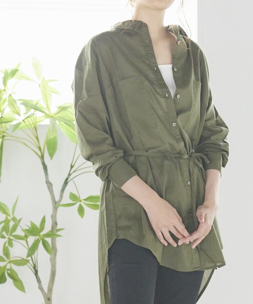 LIPSTAR（リップスター）の「キャンブリックボイルビッグシャツ（シャツ/ブラウス・レディース・カーキ/キャメル/オフホワイト・M）」の12枚目の写真