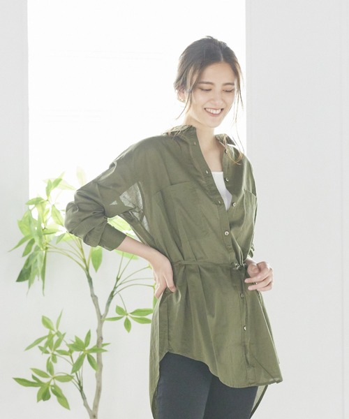 LIPSTAR（リップスター）の「キャンブリックボイルビッグシャツ（シャツ/ブラウス・レディース・カーキ/キャメル/オフホワイト・M）」の13枚目の写真