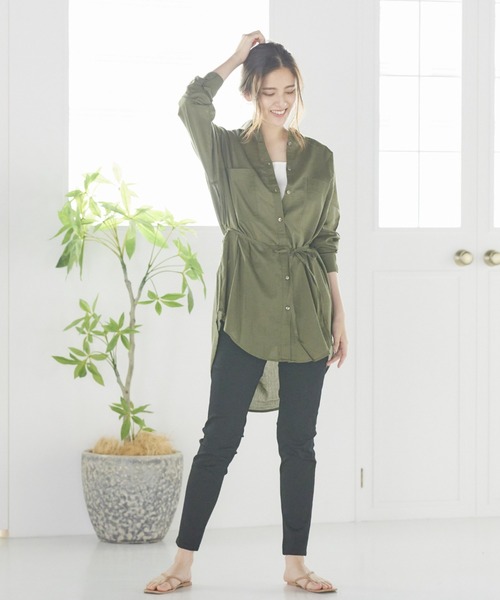 LIPSTAR（リップスター）の「キャンブリックボイルビッグシャツ（シャツ/ブラウス・レディース・カーキ/キャメル/オフホワイト・M）」の14枚目の写真