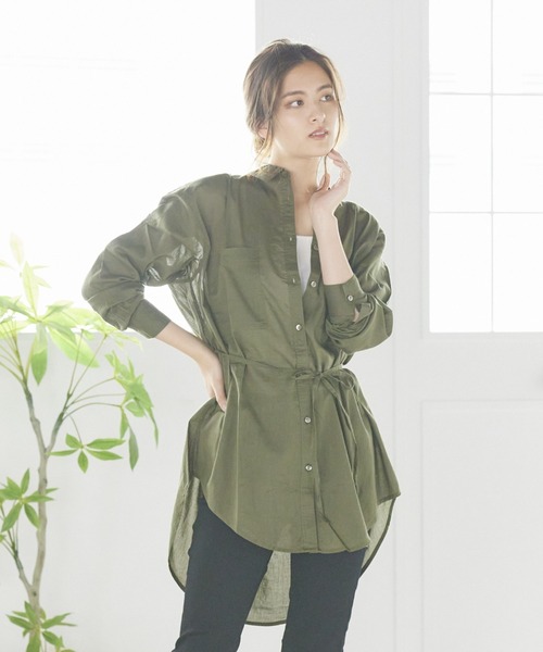 LIPSTAR（リップスター）の「キャンブリックボイルビッグシャツ（シャツ/ブラウス・レディース・カーキ/キャメル/オフホワイト・M）」の15枚目の写真