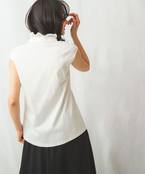 NARACAMICIE(ナラカミーチェ)の「2WAYフリルカラーカットソープルオーバー(Tシャツ/カットソー・レディース・ホワイト/ブルー/ブラック・LARGE/MEDIUM/XX-LARGE/X-LARGE)」の15枚目の写真