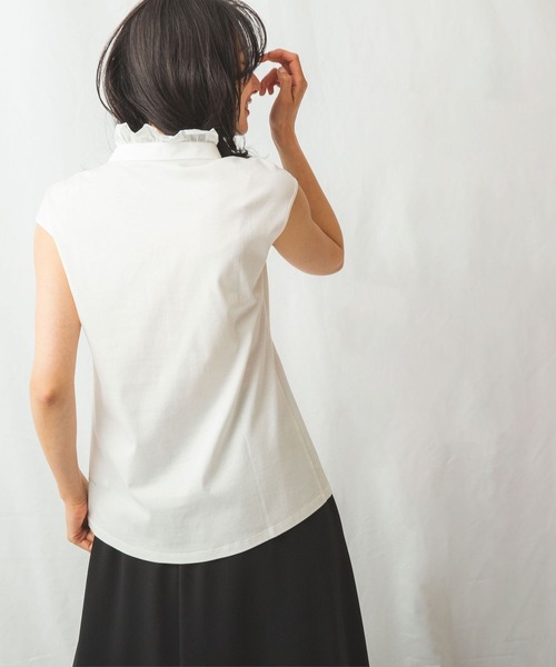 NARACAMICIE(ナラカミーチェ)の「2WAYフリルカラーカットソープルオーバー(Tシャツ/カットソー・レディース・ホワイト/ブルー/ブラック・LARGE/MEDIUM/XX-LARGE/X-LARGE)」の5枚目の写真