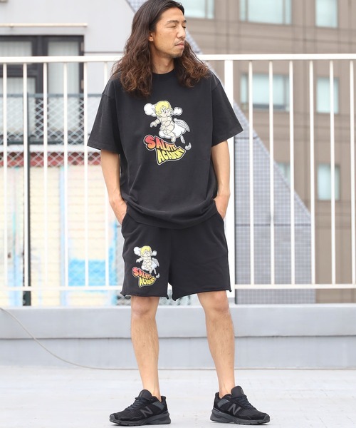 SAD REBORN DOLLS(サッドリボーンドルズ)の「SALUTE/サルーテ 2021ss angel shorts / SALUTE ハーフパンツ ショーツ(スウェットパンツ・メンズ・ブラック・M/L)」の9枚目の写真