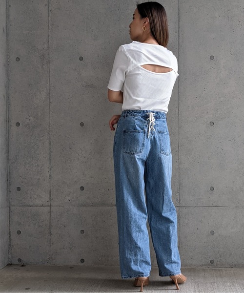 Per sist ence(パーシエンス)の「Per sist ence/パーシエンス テレコ バックオープンTシャツ(Tシャツ/カットソー・レディース・モカ/ブラック/グリーン/ベージュ/オフホワイト・FREE)」の11枚目の写真