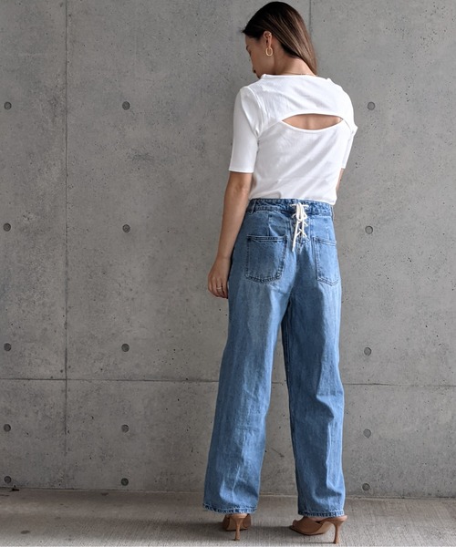 Per sist ence(パーシエンス)の「Per sist ence/パーシエンス テレコ バックオープンTシャツ(Tシャツ/カットソー・レディース・モカ/ブラック/グリーン/ベージュ/オフホワイト・FREE)」の12枚目の写真