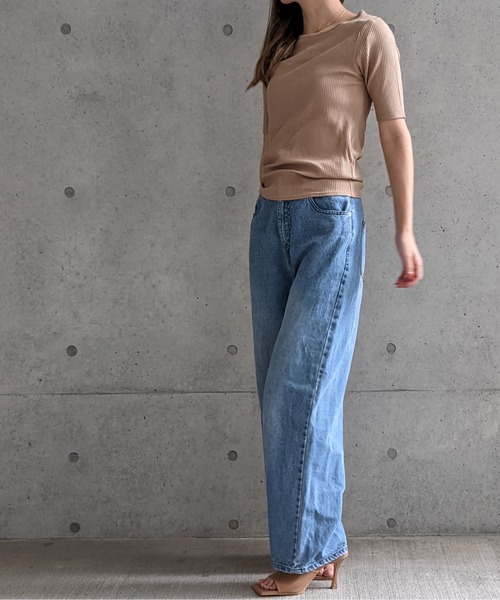 Per sist ence(パーシエンス)の「Per sist ence/パーシエンス テレコ バックオープンTシャツ(Tシャツ/カットソー・レディース・モカ/ブラック/グリーン/ベージュ/オフホワイト・FREE)」の21枚目の写真