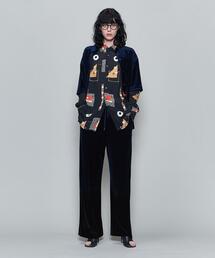 6 ROKU VELOUR DYE SHIRT ベロア 半袖シャツ ネイビー 6 ROKU VELOUR DYE SHIRT ベロア 半袖シャツ ネイビー