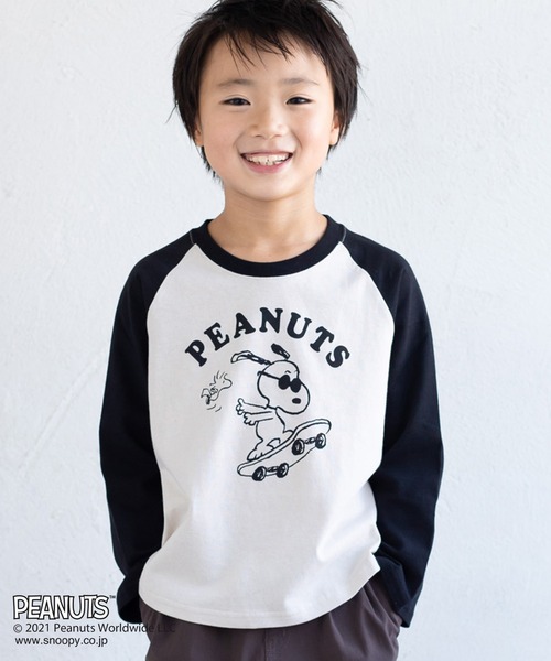 JAM & LINK（ジャムアンドリンク）の「SNOOPY/スヌーピー ラグランTシャツ（Tシャツ/カットソー・キッズ・ホワイト×グリーン/ホワイト×ブルー/ホワイト×ブラック/ホワイト系その他/ホワイト系その他2/ホワイト系その他3/ホワイト系その他4/ホワイト系その他5/ホワイト系その他6/ホワイト系その他7・120cm/100cm/130cm/90cm/110cm/140cm/80ｃｍ/150cm）」の8枚目の写真