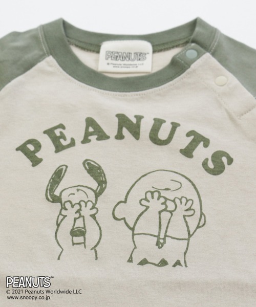 （49）Snoopy ラグランTシャツ グレー/オリーブ 49）Snoopy ラグランTシャツ グレー/オリーブ 楽天市場