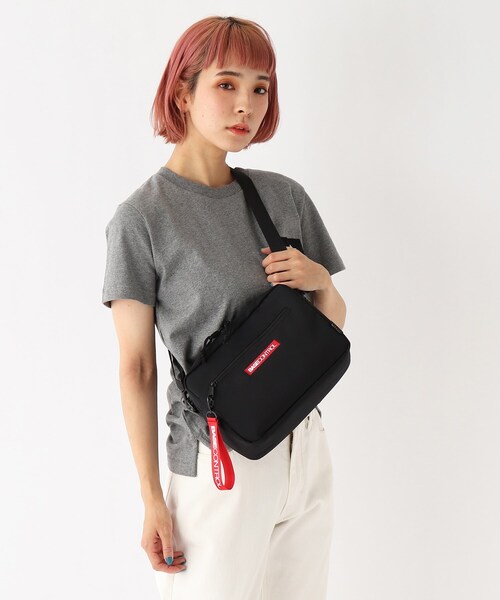 CORDURA(コーデュラ)の「◆8ポケット CORDURA(R)コーデュラ・リサイクルヘザー ロゴ刺繍スクエアショルダー(ショルダーバッグ・レディース・ダークグレー/ブラック/ブラック系・99)」の3枚目の写真