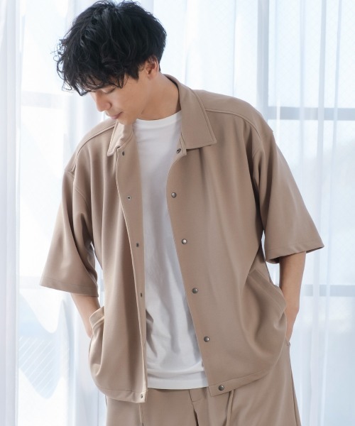 improves(インプローブス)の「カットジョーゼット 半袖 コーチジャケット シャツ セットアップ対応(その他アウター・メンズ・ブラック/ベージュ/ネイビー/グレー/ブルー・MEDIUM/LARGE/X-LARGE)」の3枚目の写真