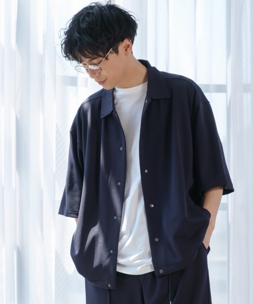 improves(インプローブス)の「カットジョーゼット 半袖 コーチジャケット シャツ セットアップ対応(その他アウター・メンズ・ブラック/ベージュ/ネイビー/グレー/ブルー・MEDIUM/LARGE/X-LARGE)」の4枚目の写真