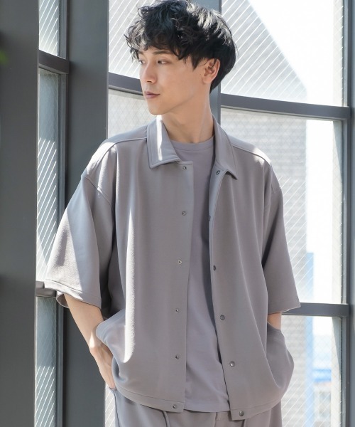improves(インプローブス)の「カットジョーゼット 半袖 コーチジャケット シャツ セットアップ対応(その他アウター・メンズ・ブラック/ベージュ/ネイビー/グレー/ブルー・MEDIUM/LARGE/X-LARGE)」の1枚目の写真
