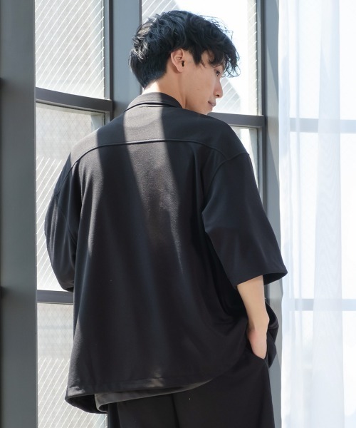 improves(インプローブス)の「カットジョーゼット 半袖 コーチジャケット シャツ セットアップ対応(その他アウター・メンズ・ブラック/ベージュ/ネイビー/グレー/ブルー・MEDIUM/LARGE/X-LARGE)」の7枚目の写真