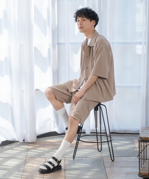 improves(インプローブス)の「カットジョーゼット 半袖 コーチジャケット シャツ セットアップ対応(その他アウター・メンズ・ブラック/ベージュ/ネイビー/グレー/ブルー・MEDIUM/LARGE/X-LARGE)」の14枚目の写真