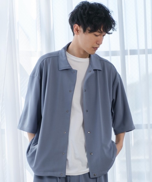 improves(インプローブス)の「カットジョーゼット 半袖 コーチジャケット シャツ セットアップ対応(その他アウター・メンズ・ブラック/ベージュ/ネイビー/グレー/ブルー・MEDIUM/LARGE/X-LARGE)」の18枚目の写真