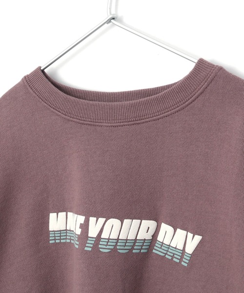 MAKE YOUR DAY(メイクユアデイ)の「MYDロゴバックテール裏毛トレーナー■150.160cm(スウェット・キッズ・パープル/ミント・150/160)」の5枚目の写真
