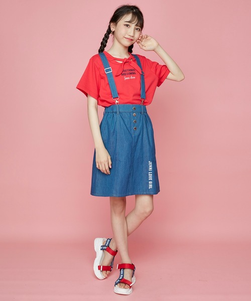 JENNI love(ジェニィラブ)の「サス付きフレアデニムスカート(デニムスカート・キッズ・サックスブルー/ブルー・140cm/130cm/150cm/160cm)」の5枚目の写真