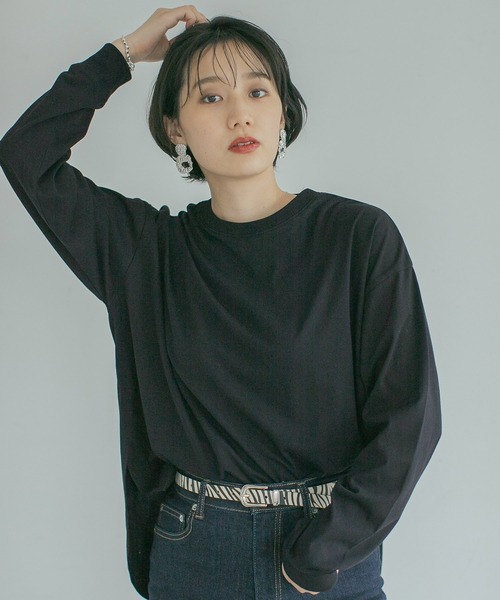 PAGEBOY（ページボーイ）の「サイドスリットベーシックロンT（Tシャツ/カットソー・レディース・ブラック/オフホワイト/グレイッシュベージュ/ライトブルー・FREE）」の13枚目の写真