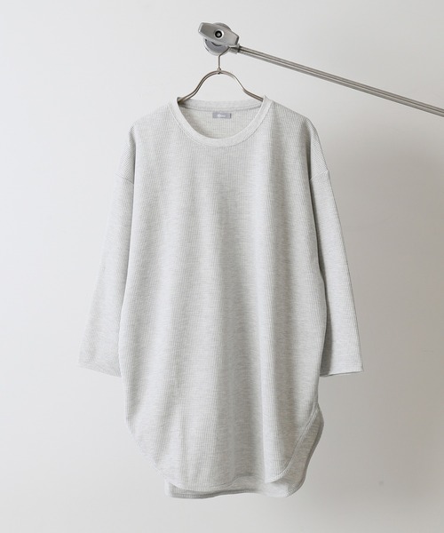 JOURNAL STANDARD relume（ジャーナルスタンダード　レリューム）の「レイヤードワッフル 6分袖Tシャツ[無地T/オーバーサイズ][ユニセックス対応]（Tシャツ/カットソー・メンズ・ホワイト/ブラック/グレー・MEDIUM/LARGE）」の3枚目の写真
