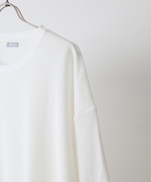 JOURNAL STANDARD relume（ジャーナルスタンダード　レリューム）の「レイヤードワッフル 6分袖Tシャツ[無地T/オーバーサイズ][ユニセックス対応]（Tシャツ/カットソー・メンズ・ホワイト/ブラック/グレー・MEDIUM/LARGE）」の9枚目の写真
