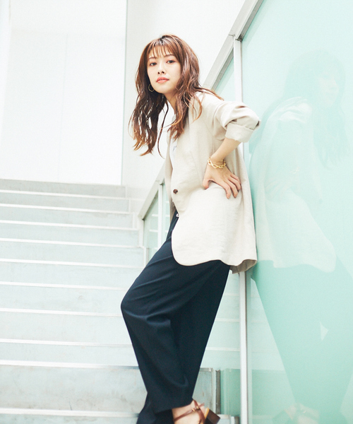 abahouse mavie(アバハウスマヴィ)の「ecru ストレッチツイルパンツ(その他パンツ・レディース・ブラック/ベージュ/アイボリー/カーキ/マスタード・38/36)」の6枚目の写真